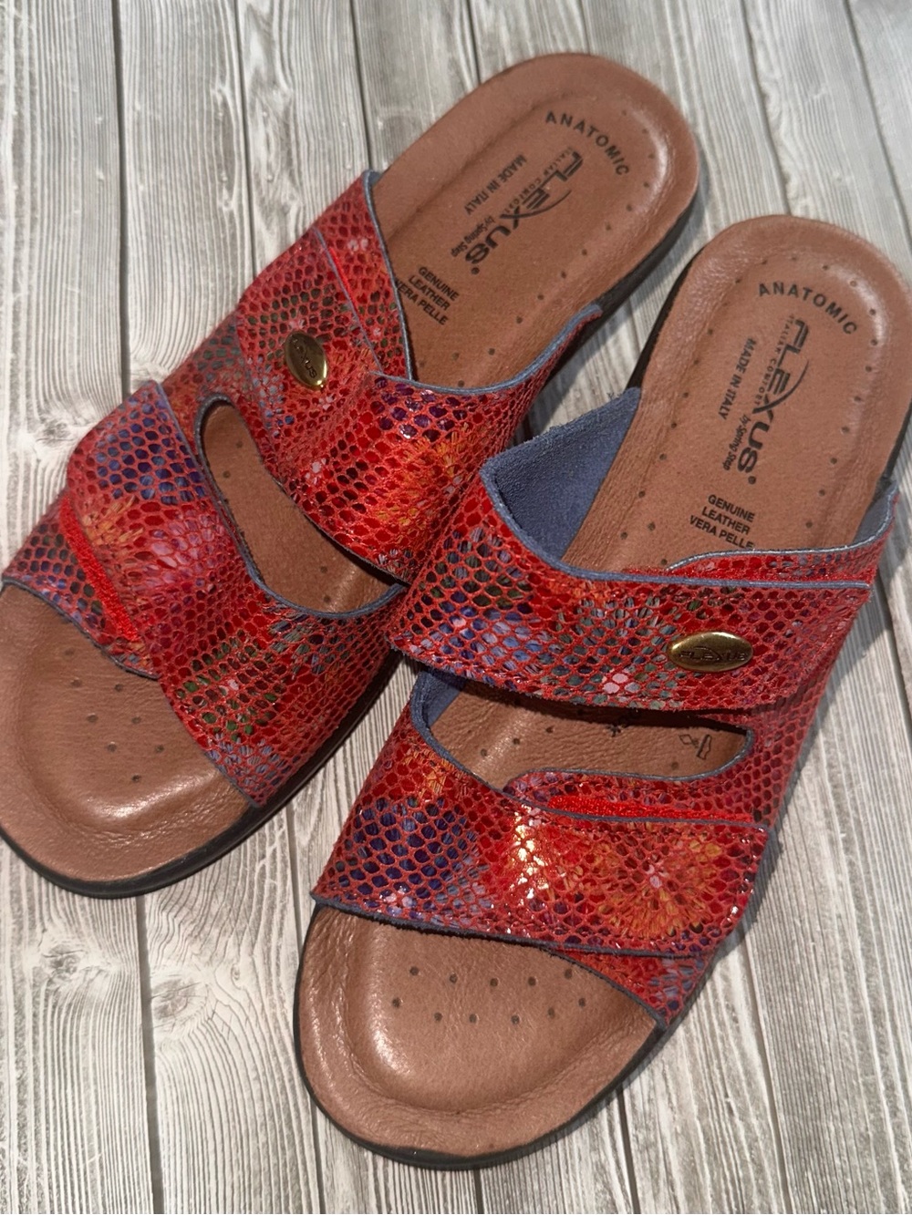 ANATOMIC Red Textured Slide Sandals by Flexus